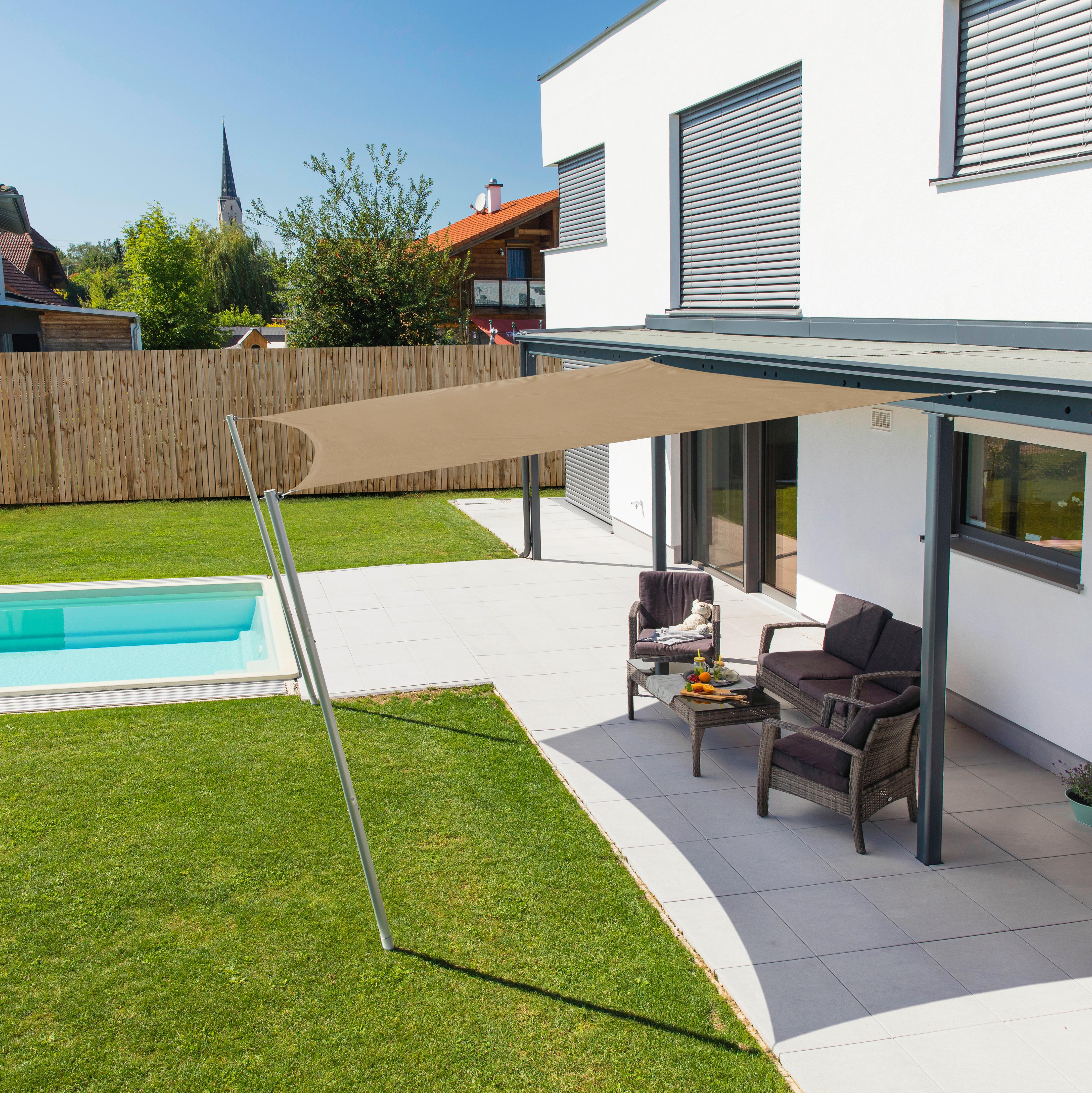 Sonnensegel Quadrat 4x4 m - Taupe, Basics, Kunststoff (400/400cm)