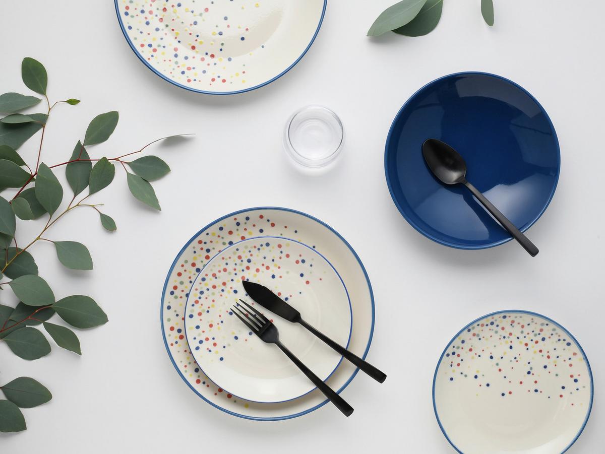 Tafelservice Joy Blau-bunt Blau, Creme 12--Teilig - Blau/Creme, Basics, Keramik - Creatable
