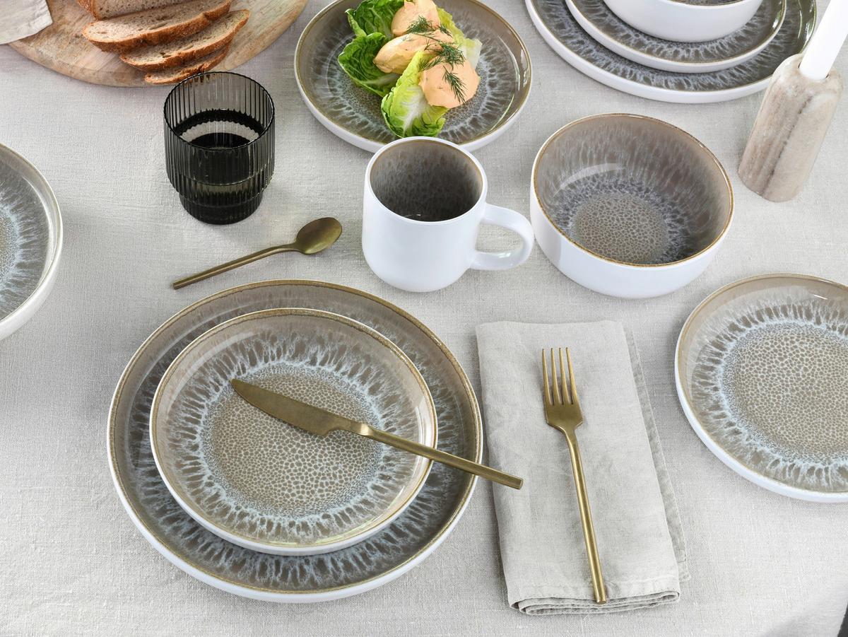 Kombiservice Nordic Fjord Weiß/Beige, 4 Pers., 16-teilig - Beige/Weiß, Basics, Keramik - Creatable