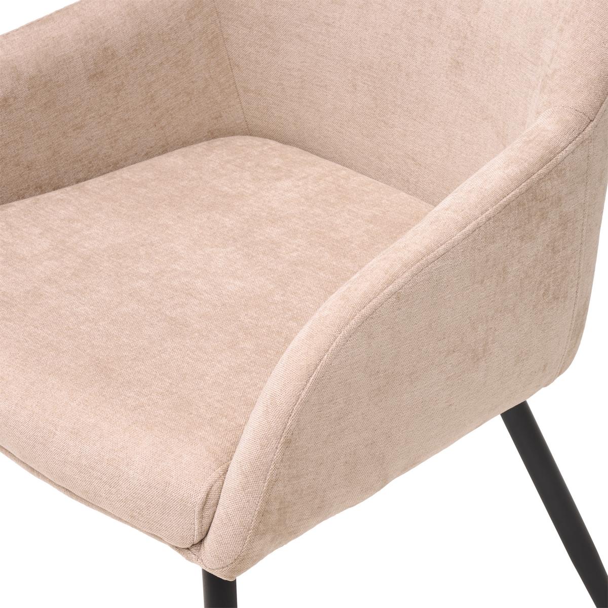 Armlehnstuhl Dali Beige B: 60 cm - Beige/Schwarz, Basics, Textil/Metall (60/86/55cm) - Livetastic