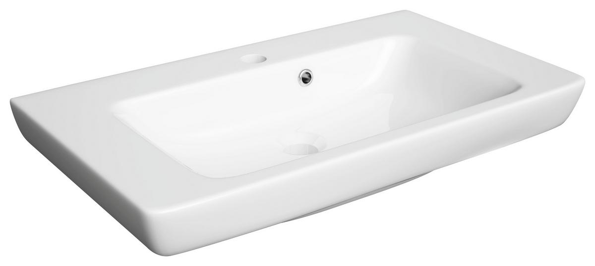 Waschbecken Mit Unterschrank Rima B: 65 Cm Weiß - Schwarz/Weiß, Basics, Keramik/Holzwerkstoff (65/87/38cm) - MID.YOU