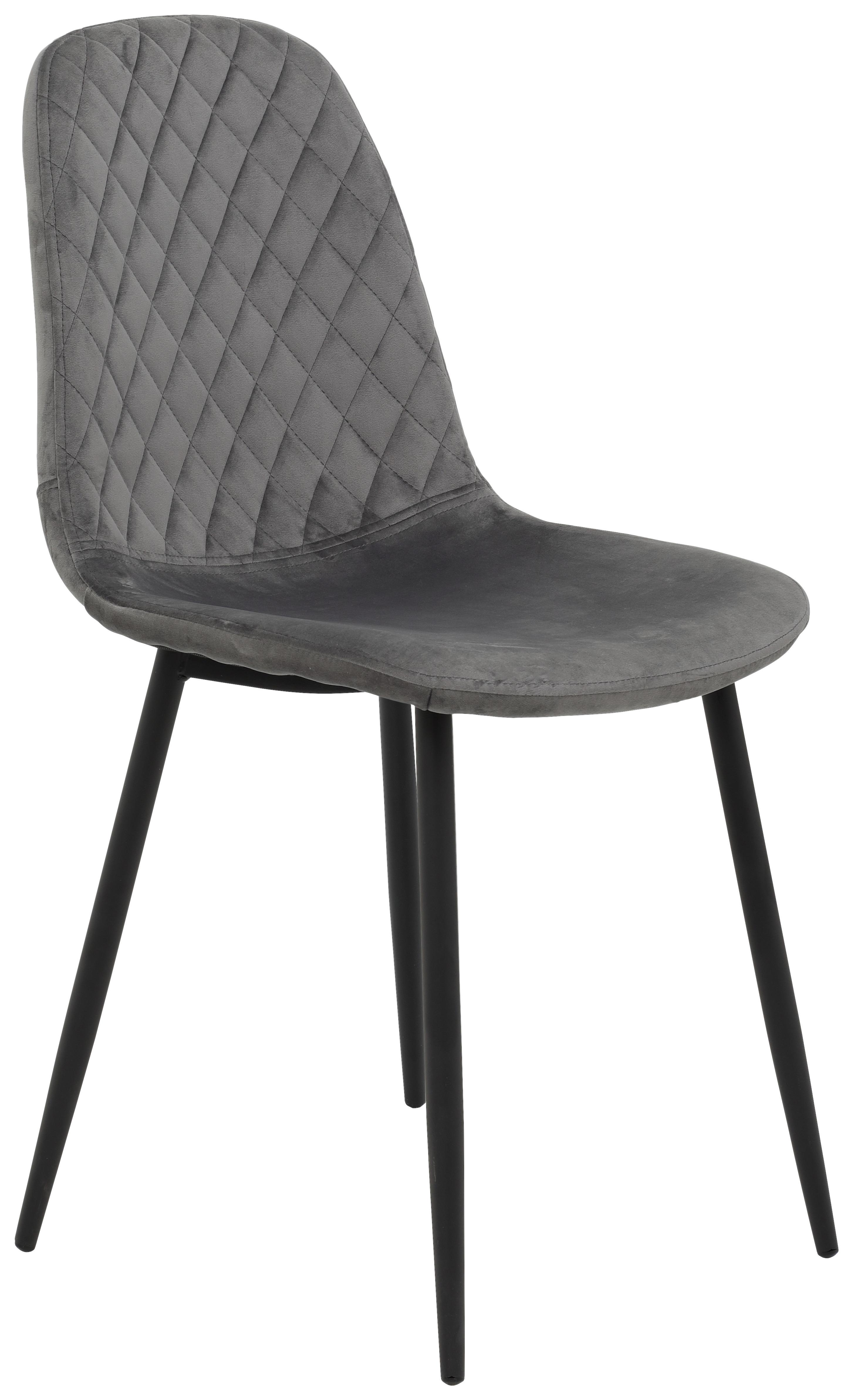 Schalenstuhl Mira Grau Samt Gepolstert - Schwarz/Grau, Basics, Textil/Metall (44/89/53,5cm) - MID.YOU