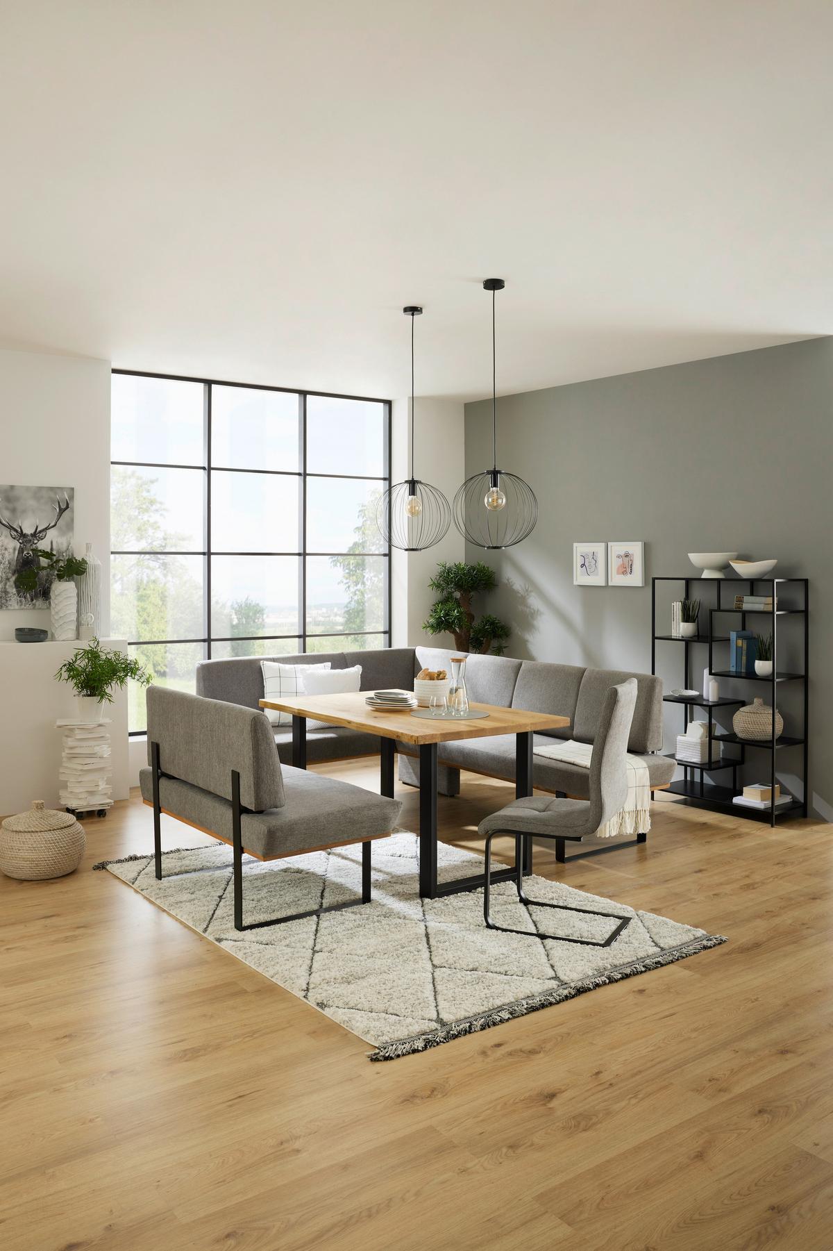 Eckbank Dunkelgrau/Schwarz Tristan 175x225 cm - Schwarz/Grau, MODERN, Holz/Textil (175/225cm) - James Wood