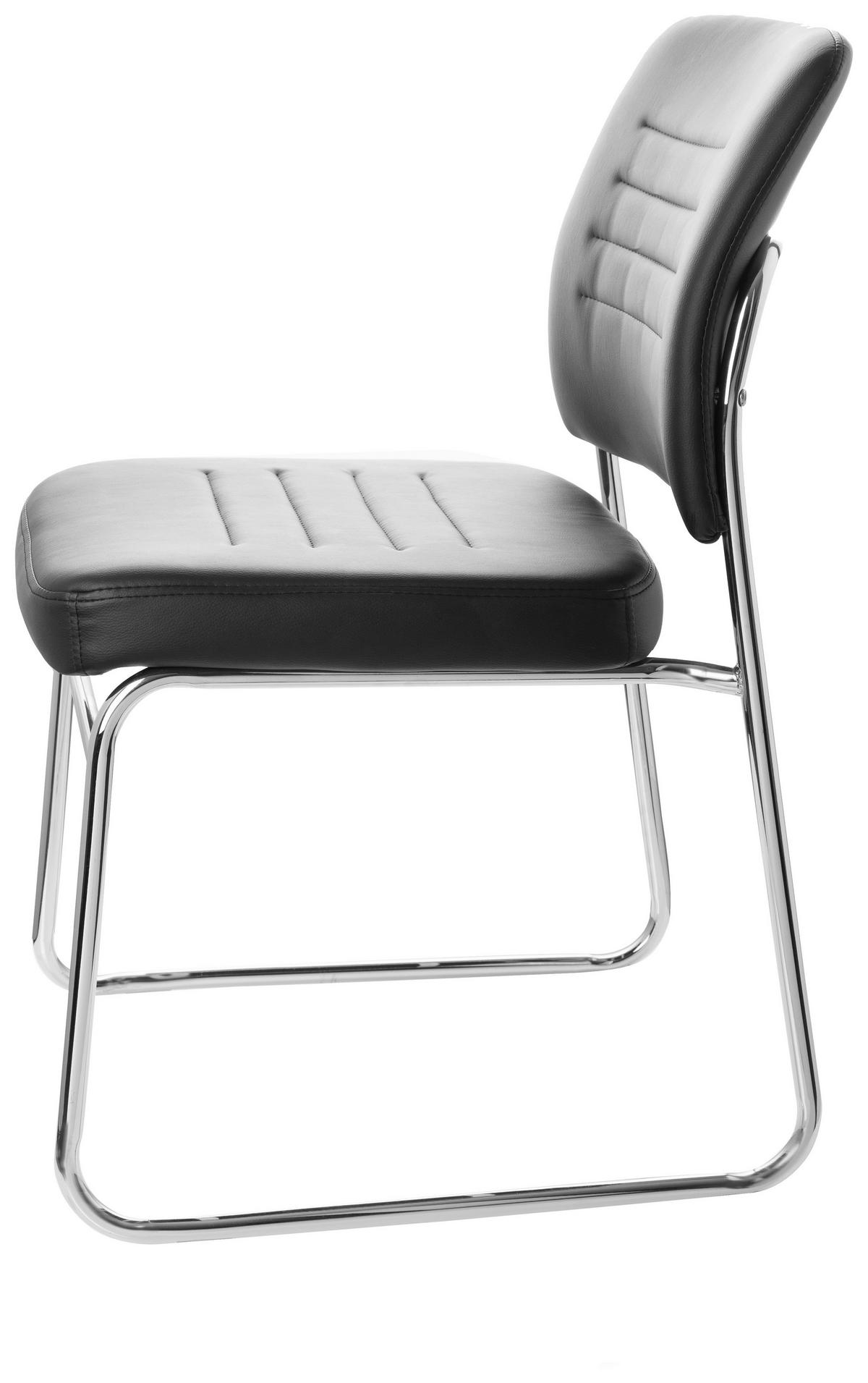 Besucherstuhl Tonso Lederlook Schwarz/Chromfarben Bis 110 Kg - Chromfarben/Schwarz, MODERN, Textil/Metall (47/85/51cm) - MID.YOU