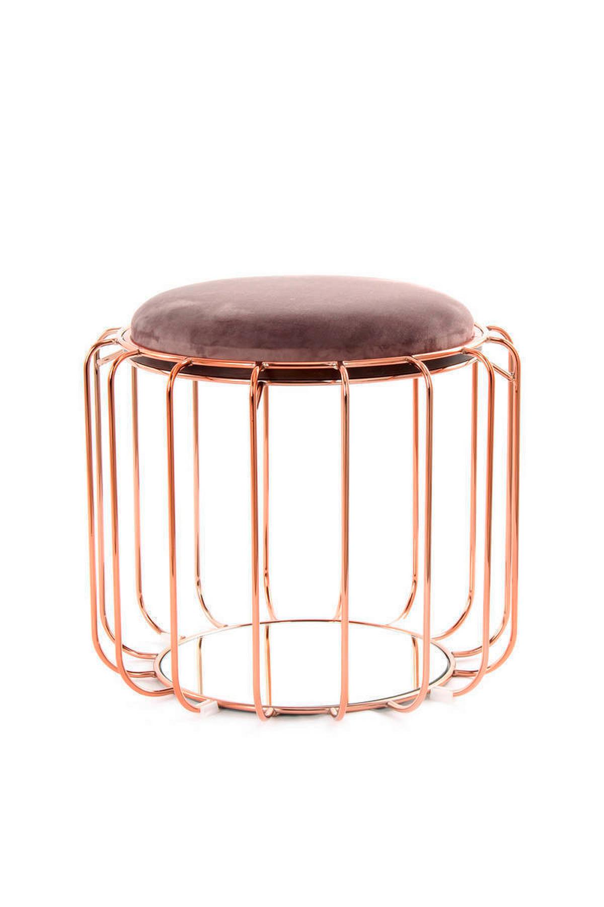 Beistelltisch/pouf 2 In 1 Comfortable Rosé/dunkelviolett - Violett/Kupferfarben, Basics, Glas/Holzwerkstoff (50/50/45cm) - Kayoom