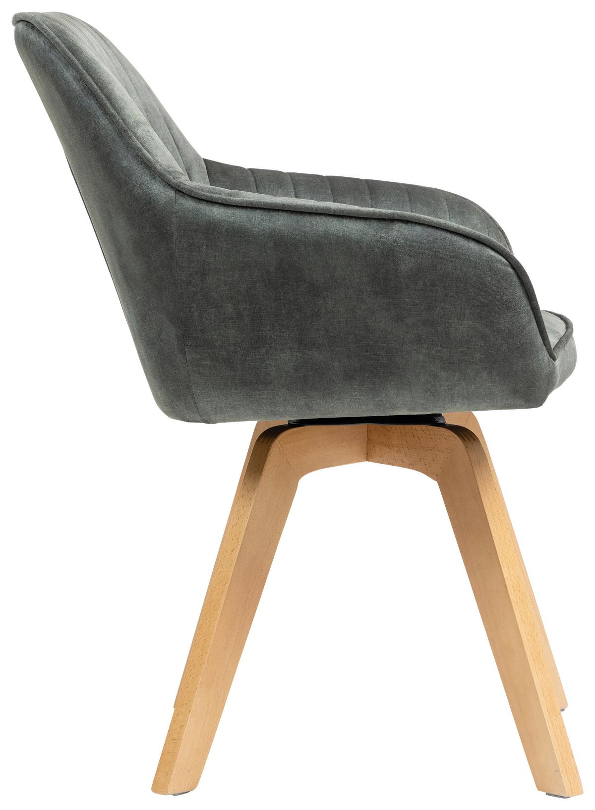 Armlehnstuhl Hanna Dunkelgrün, Sitzfl. 180° Drehb - Dunkelgrün/Buchefarben, KONVENTIONELL, Holz/Textil (63/83/63cm) - MID.YOU