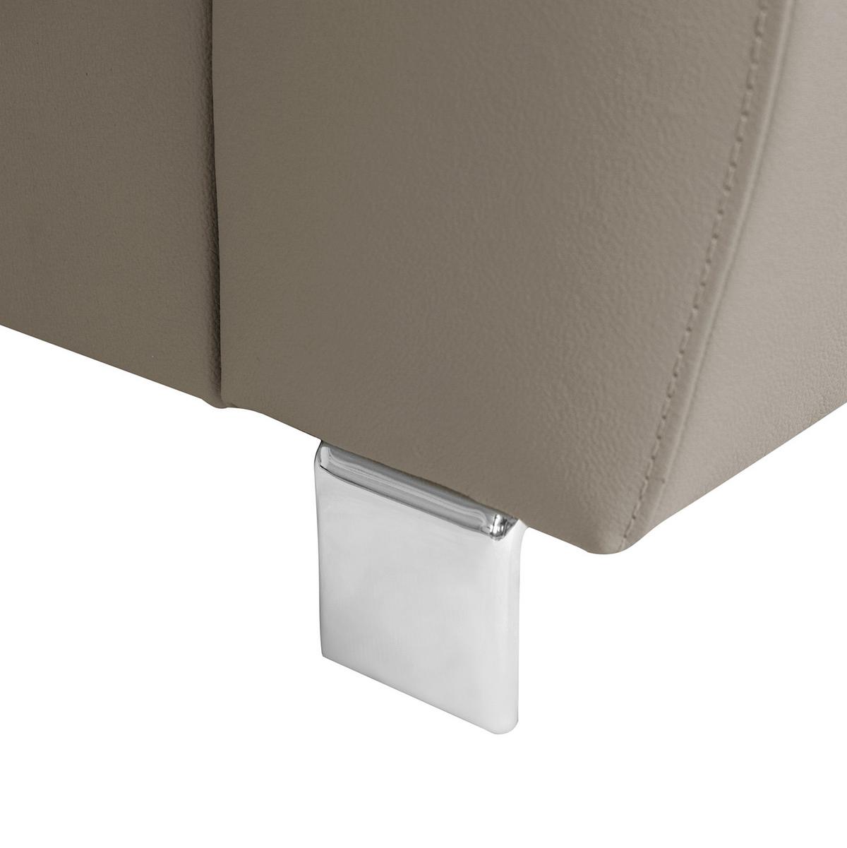 Ecksofa Lugano Teilleder Hellgrau 208x248 - Chromfarben/Hellgrau, Design, Leder/Textil (208/248cm) - Livetastic