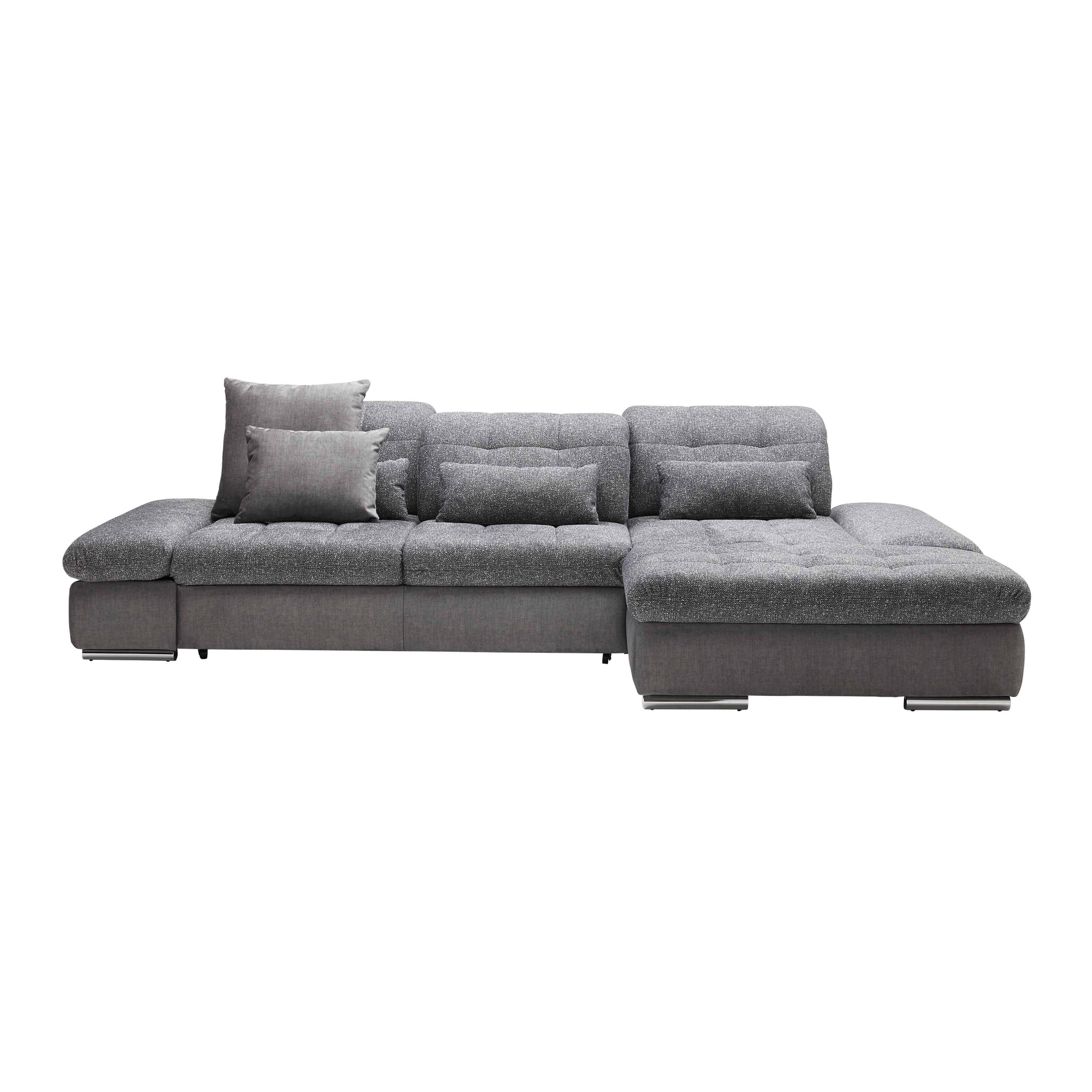 Rohová sedačka SANFINO, pravá, grafitová / šedá - šedá/barvy grafitu, Konvenční, kov/dřevo (305/79-96/199cm) - Premium Living