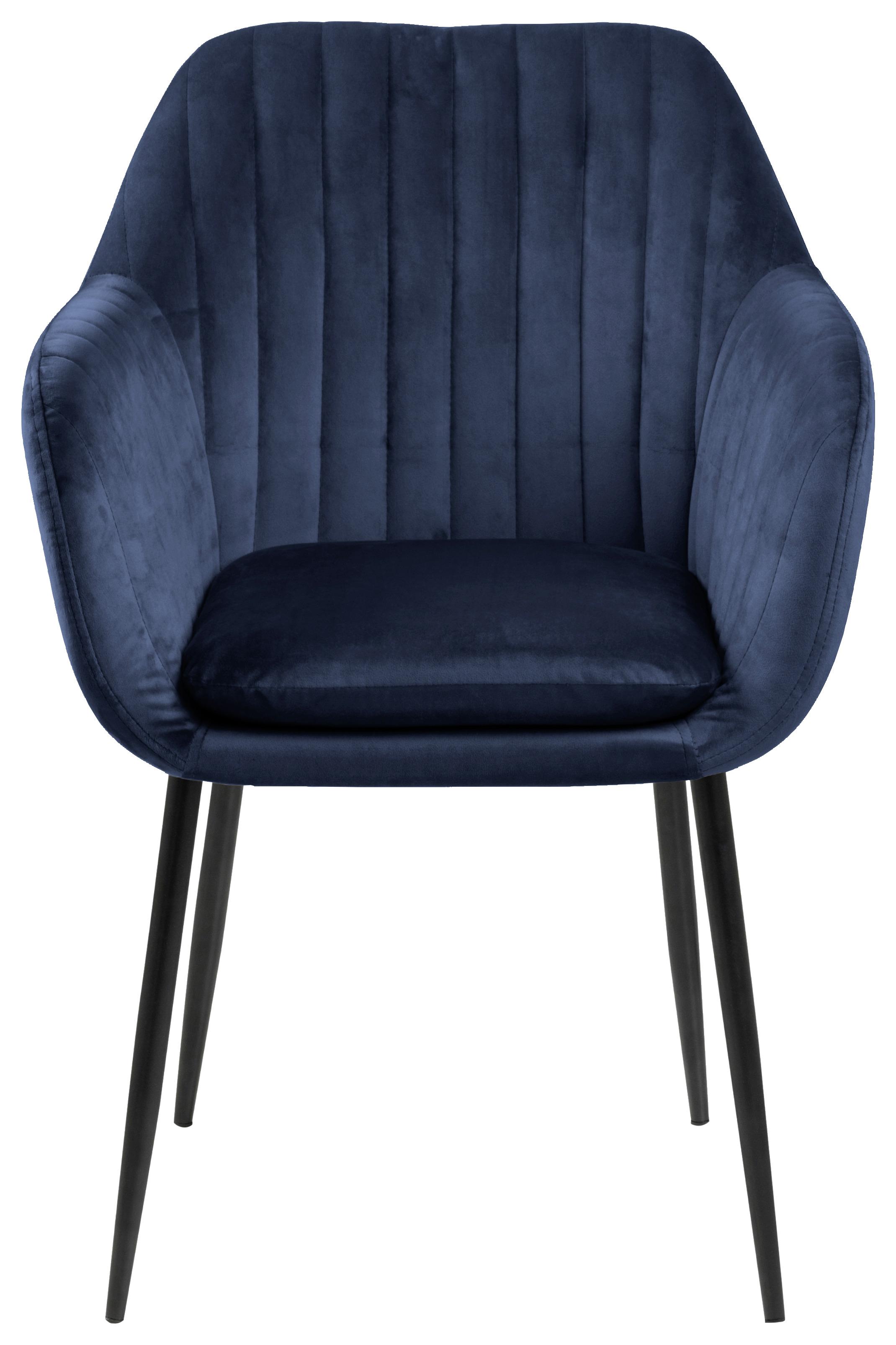 Židle S Područkami Emilia Tmavě Modrá - černá/tmavě modrá, Trend, kov/textil (57/83/59cm) - Ambia Home