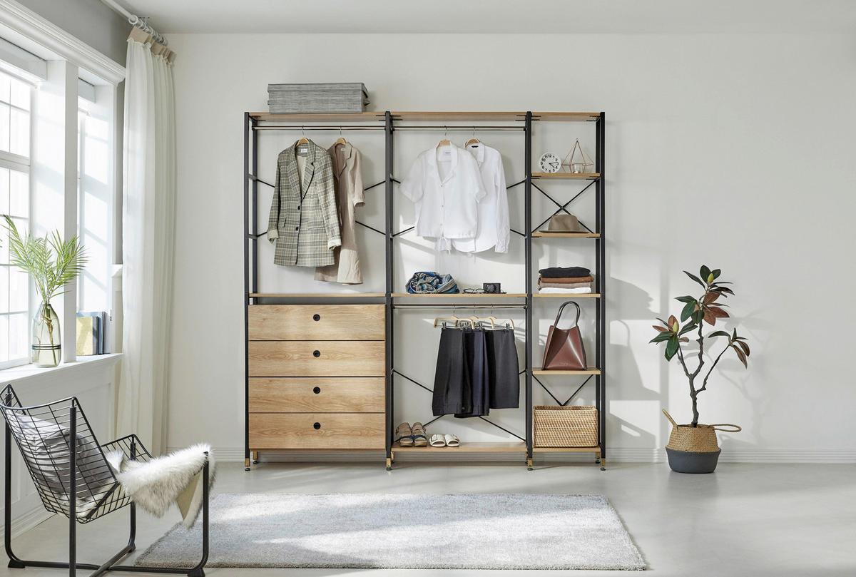 Leiterregal Naturfarben/Schwarz B: 42,5 cm - Schwarz/Naturfarben, Design, Holzwerkstoff/Metall (42,5/210/30cm) - Livetastic