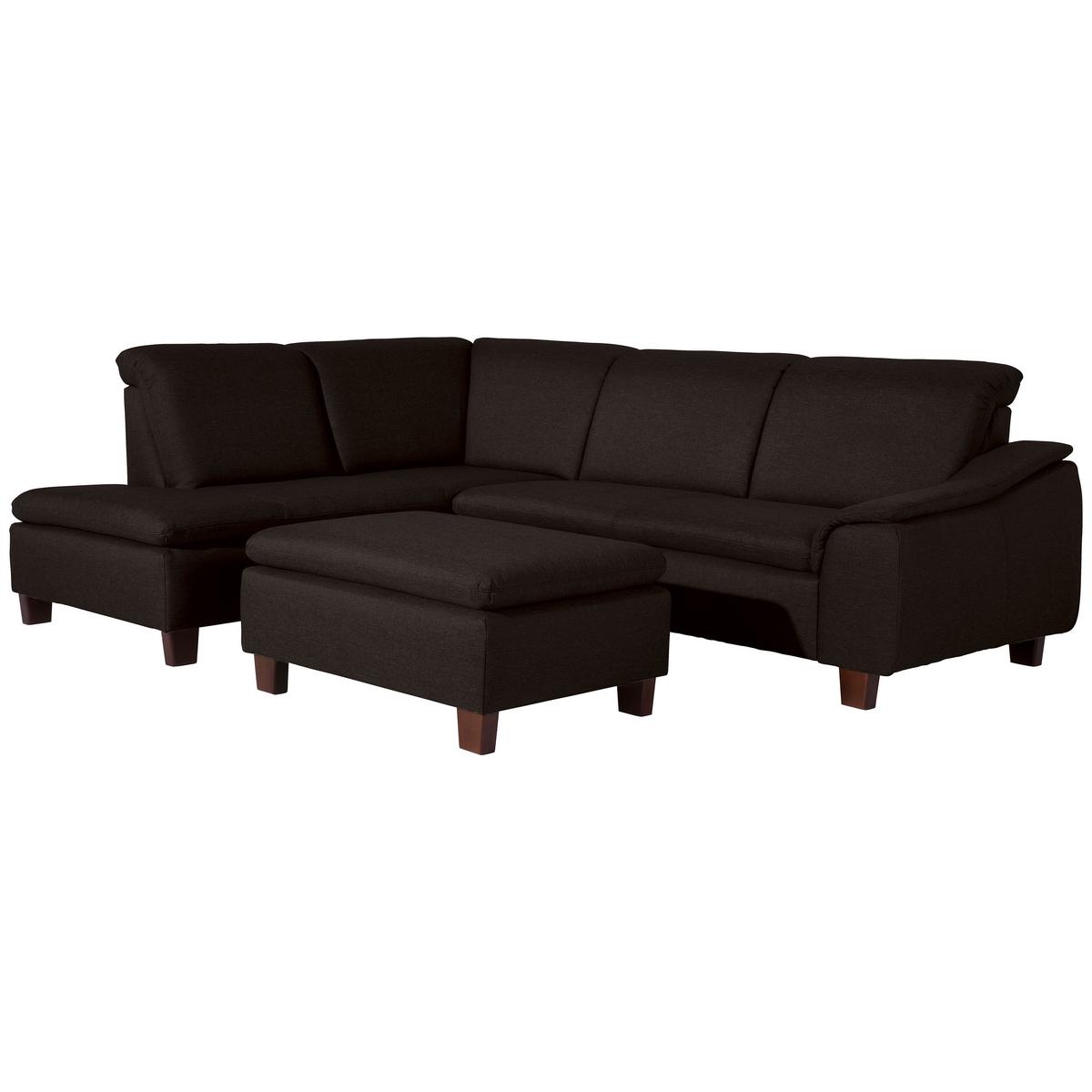 Polsterhocker Aaron Dunkelbraun H: 60 cm - Dunkelbraun/Nussbaumfarben, Design, Textil (90/60/43cm) - Max Winzer