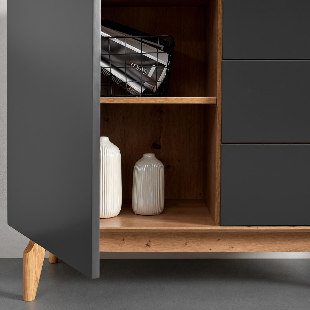 Komoda FOSCO - šedá/barvy dubu, Moderní, dřevo (100/80/40cm) - Bessagi Home