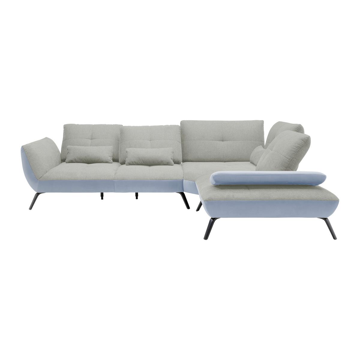 Rohová sedačka TRENDY, pravá, světle šedá / stříbrná - barvy stříbra/černá, Moderní, kov/kompozitní dřevo (310/93/250cm) - Premium Living
