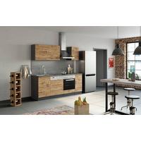 Küchenzeile Sorrento ohne Geräte B: 210 cm Eichefarben - Schieferfarben/Eiche Wotan, MODERN, Holzwerkstoff (210cm) - Held