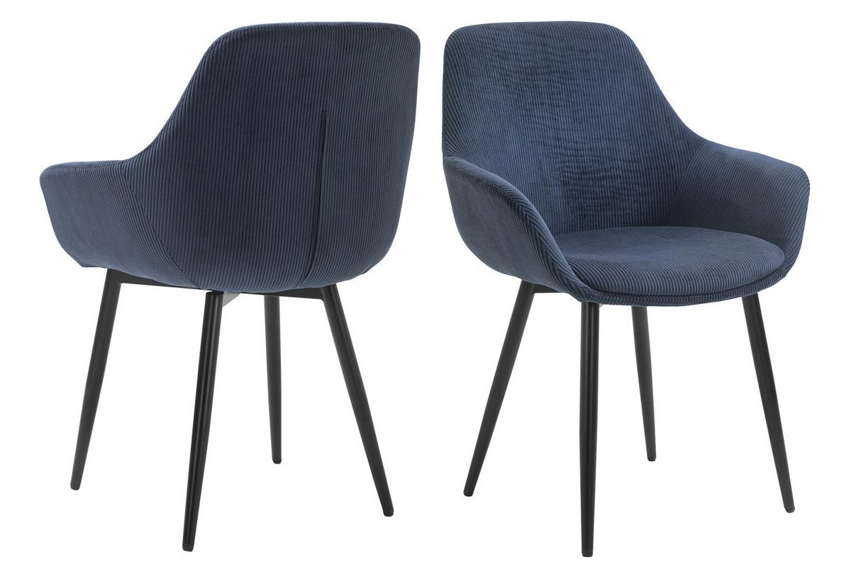 Tischgruppe Naturfarben/Blau L: 160 cm - Naturfarben/Dunkelblau, MODERN, Holz/Textil (160/85/76,5cm) - Livetastic