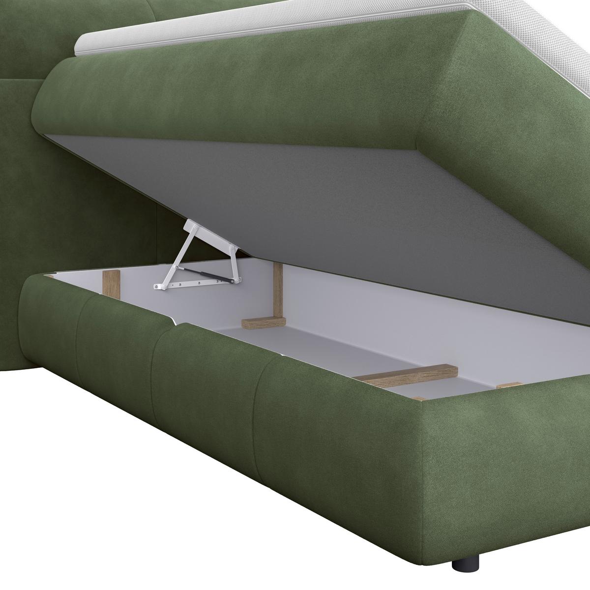 Boxspringbett Carmelo Dunkelgrün 180x200 cm - Dunkelgrün/Schwarz, Trend, Textil (180/200cm)