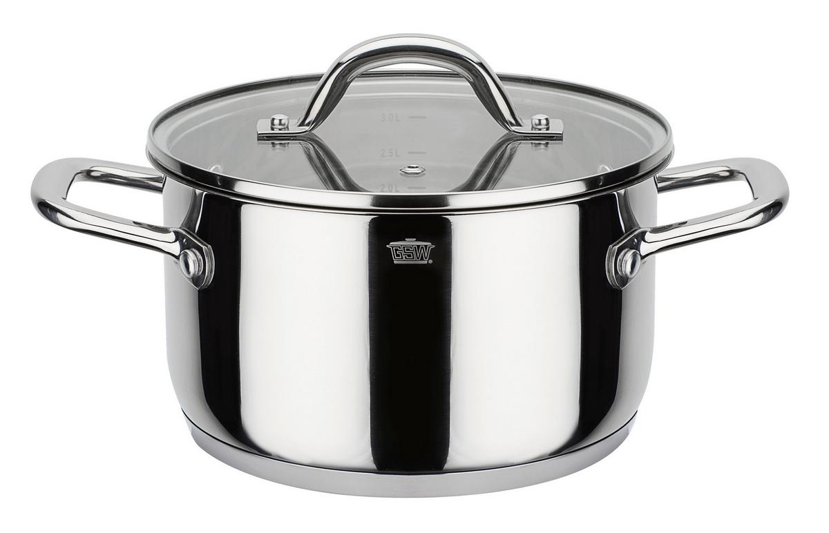 Kochtopfset Meran Edelstahl, 4-Teilig - Klar/Edelstahlfarben, Basics, Glas/Metall - GSW