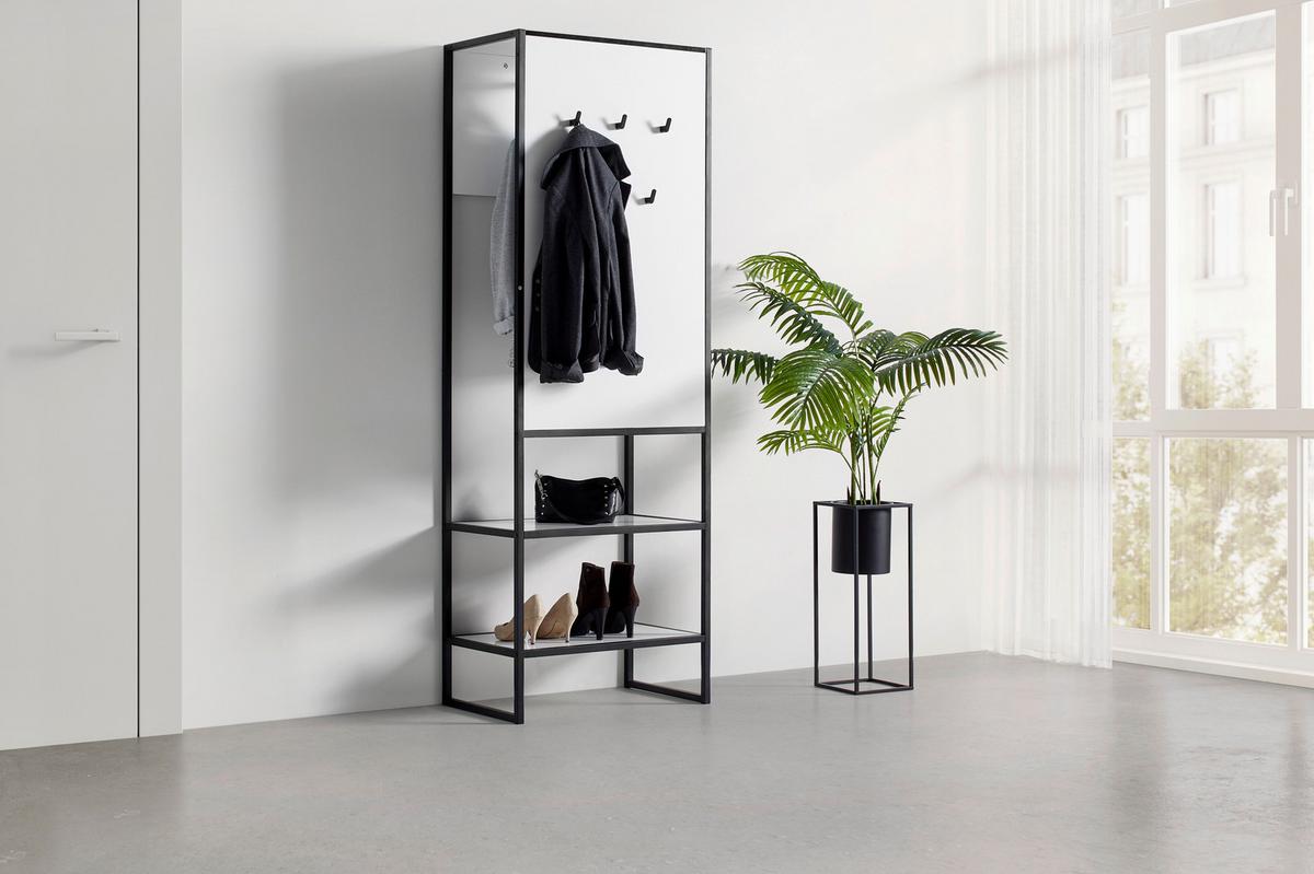 Šatna HILLA HILLA -EXKLUSIV- - bílá/černá, Moderní, kov/kompozitní dřevo (64/185/40cm) - Mömax