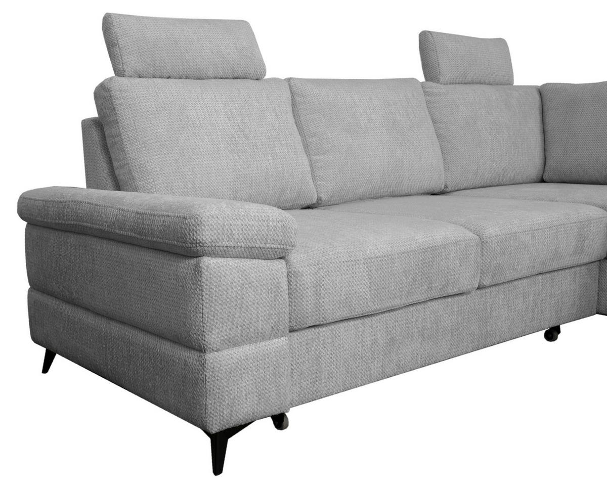 Rohová sedačka SARA L, pravá, sivá - čierna/sivá, Basics, kov/textil (250/189cm) - Ondega