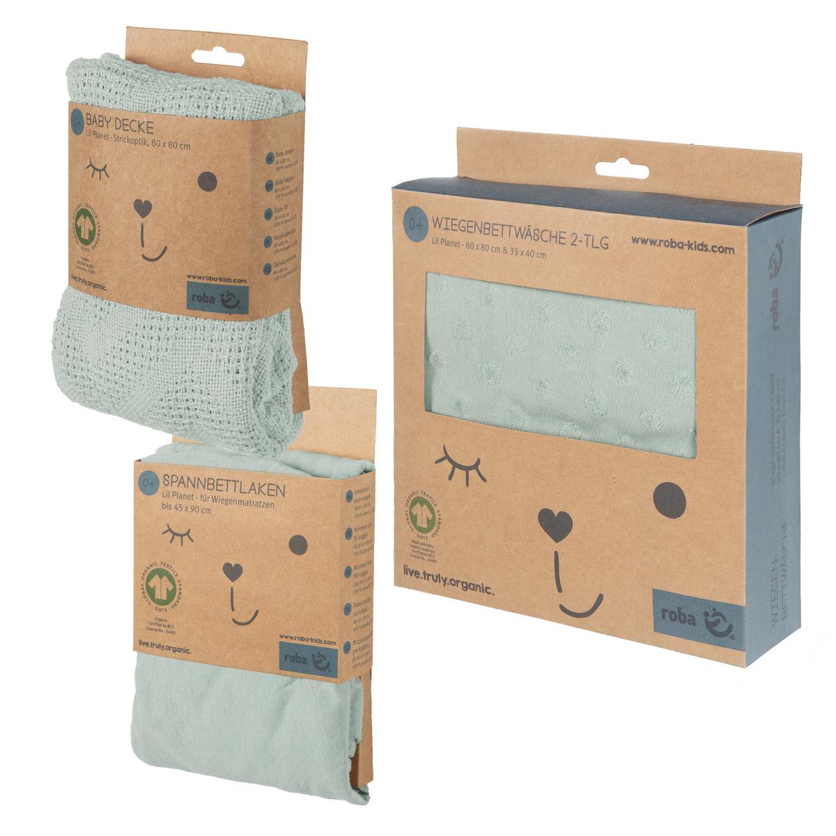 Bettwäschegeschenkset green Bio Jersey 3-Teilig. Set - Grün, MODERN, Textil - Roba