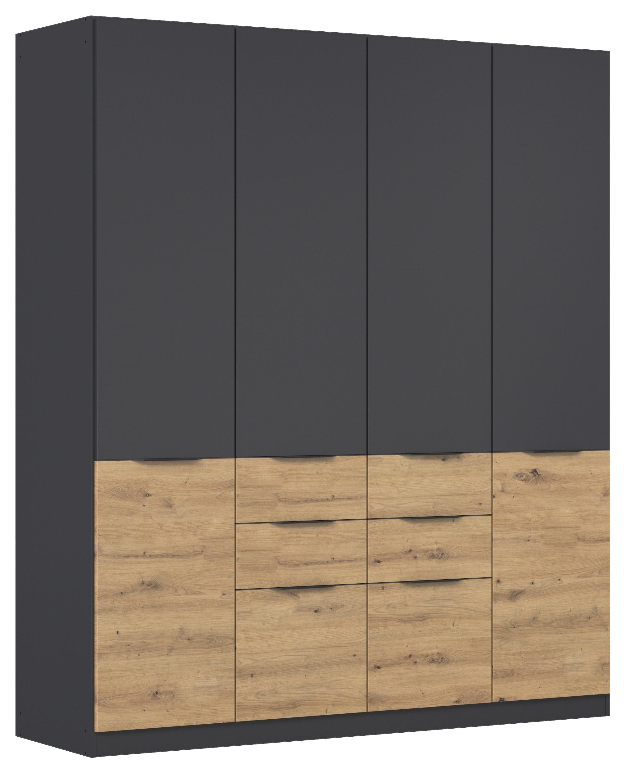Drehtürenschrank Mit Schubladen 181cm Max-Extra - Eiche Artisan/Grau, KONVENTIONELL, Holzwerkstoff (181/210/54cm) - James Wood