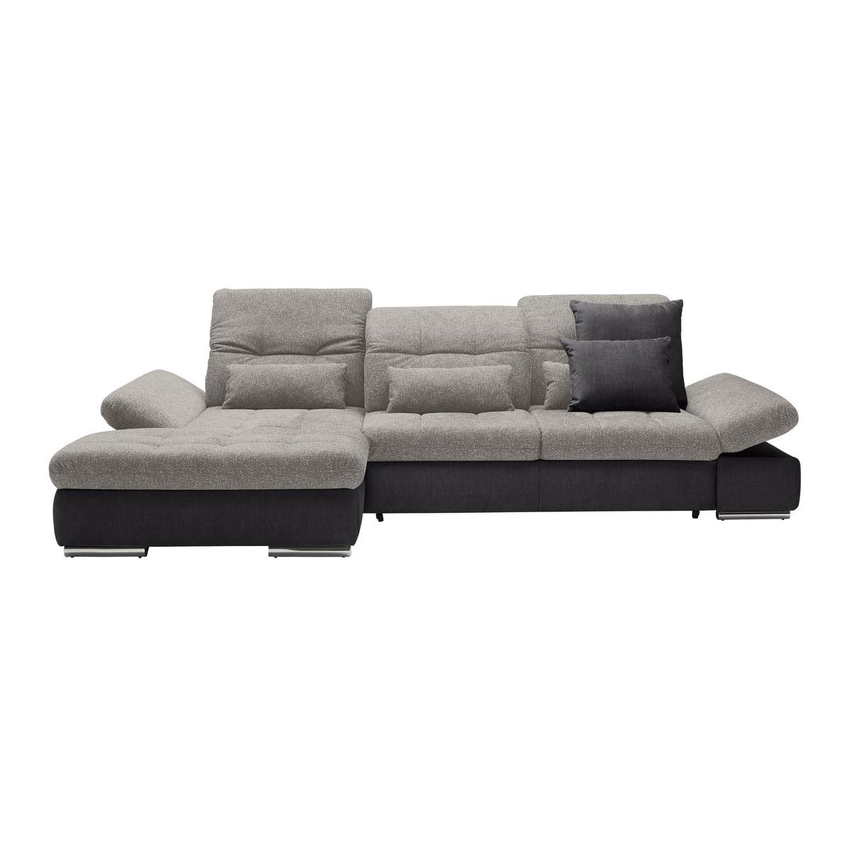 Rohová sedačka SANFINO, ľavá, tmavosivá / strieborná - chrómová/strieborná, Konventionell, kov/drevo (199/79-96/305cm) - Premium Living