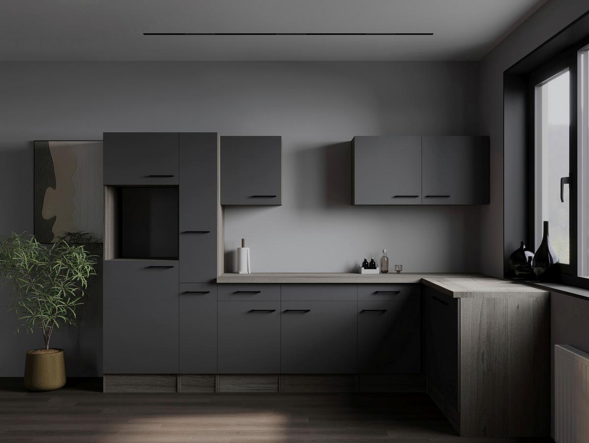 Eckküche Oliver Grau, Eiche Dekor S: 310x172cm - Eichefarben/Grau, Design, Holzwerkstoff (310/172cm) - Respekta