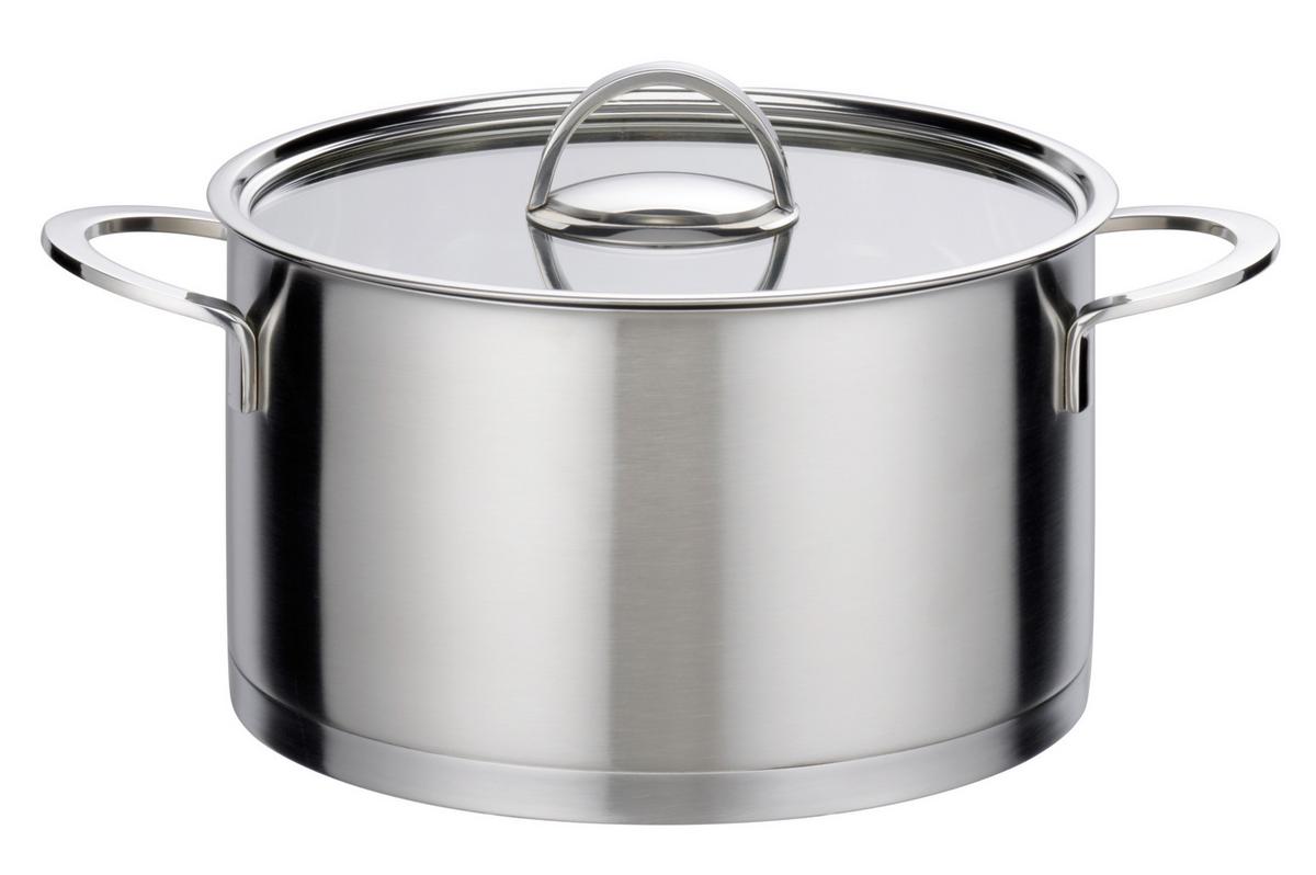 Kochtopfset Edelstahlfarben - Klar/Edelstahlfarben, Basics, Glas/Metall - GSW