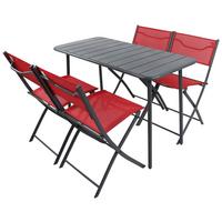 Gartenmöbel Set 5--Teilig. Sumila aus Metall/Kunststoff/Textil - Rot/Schwarz, MODERN, Kunststoff/Textil - Ambia Garden