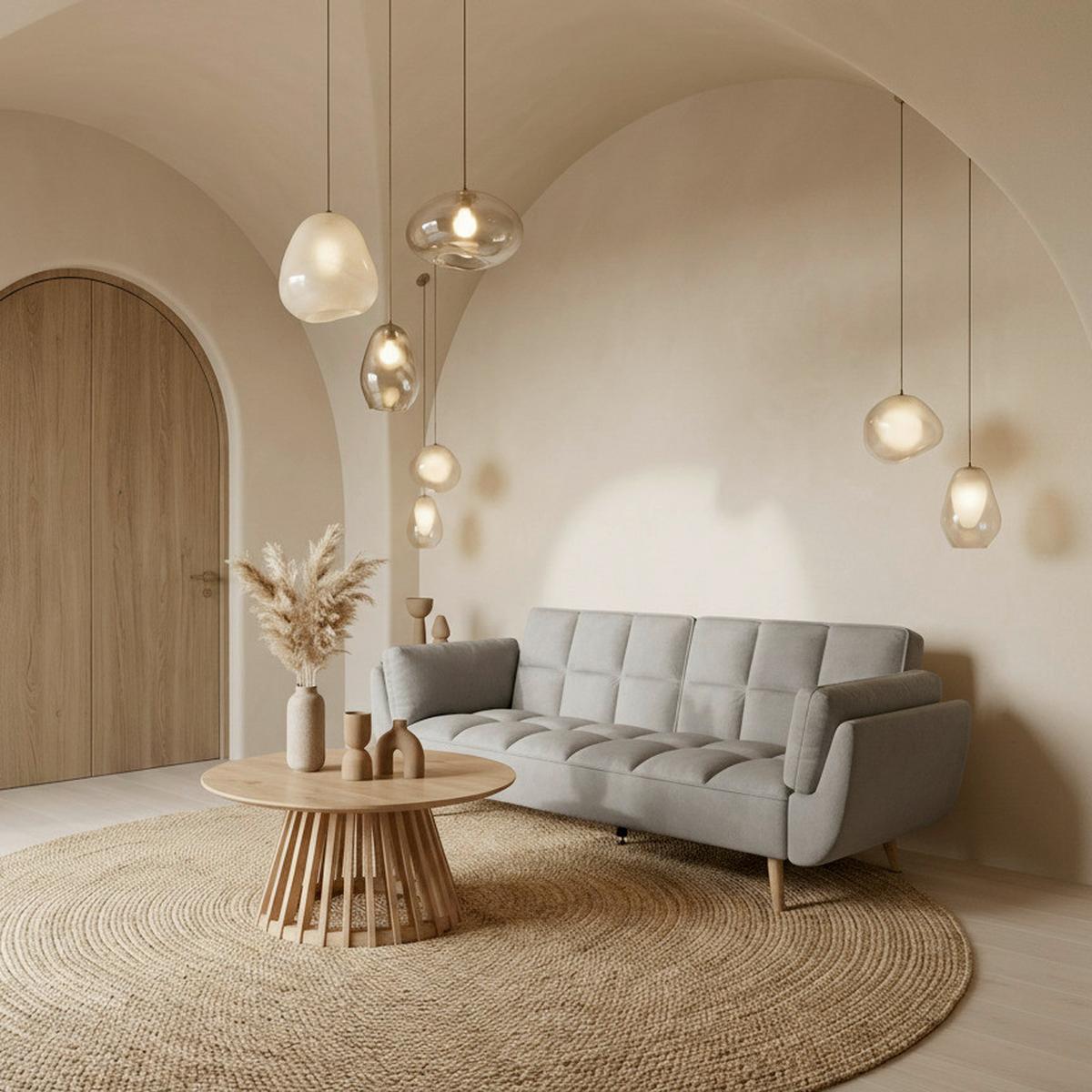 Rozkladacia pohovka CORA, sivý zamat, max. 360 kg - sivá/prírodná farba, Modern, drevo/textil (214/92/81cm) - Bessagi Home