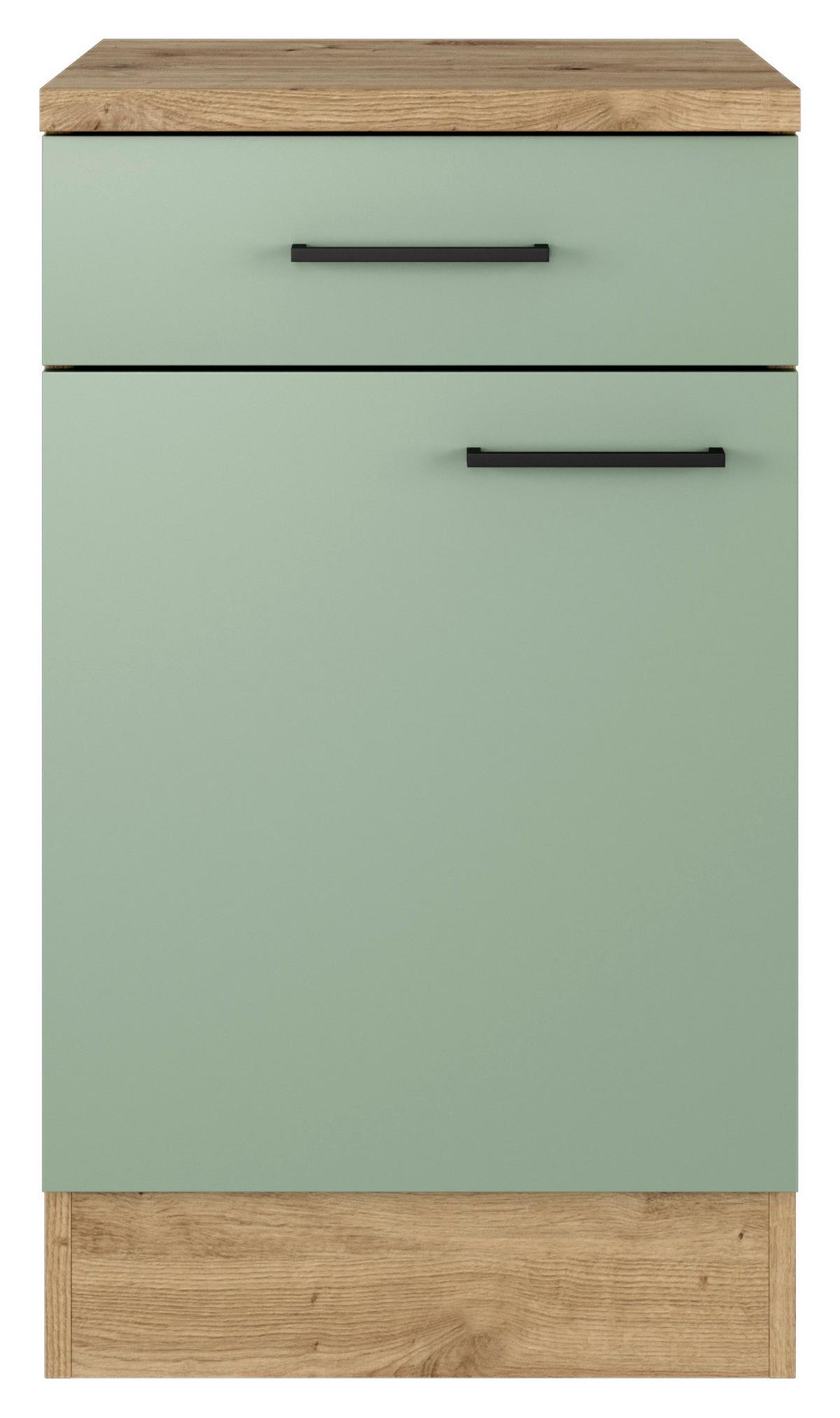 SPODNÁ KUCHYNSKÁ SKRINKA CARA US 50 - čierna/zelená, Konventionell, kov/kompozitné drevo (50/85/57cm) - FlexWell