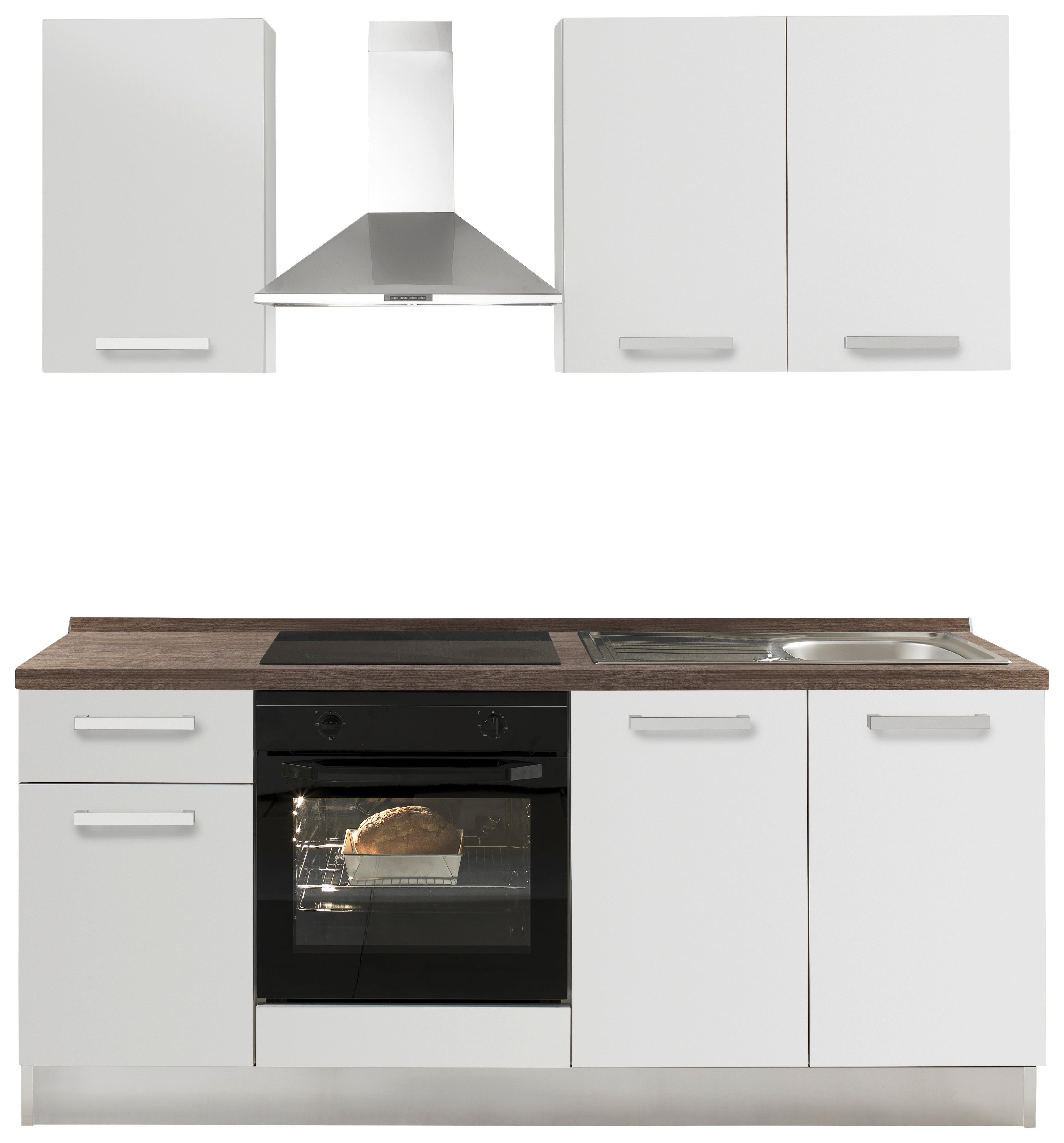Küchenzeile Belluna Mit Geräten 195 Cm Weiß/eiche Modern - Basics (195cm) - MID.YOU