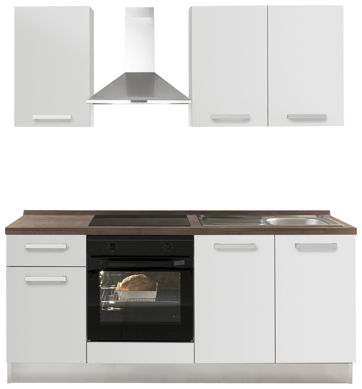 Küchenzeile Belluna Mit Geräten 195 Cm Weiß/eiche Modern - Basics (195cm) - MID.YOU