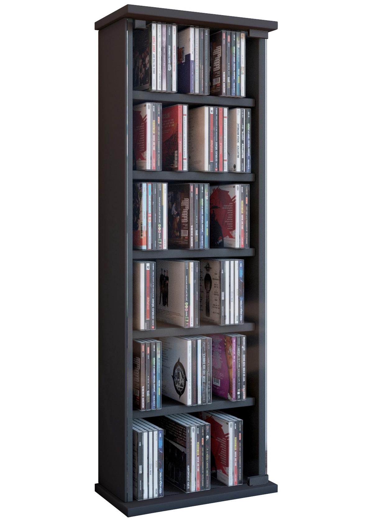 CD Regál Vetro černý - černá, Konvenční, kompozitní dřevo/sklo (31/92/18cm) - MID.YOU