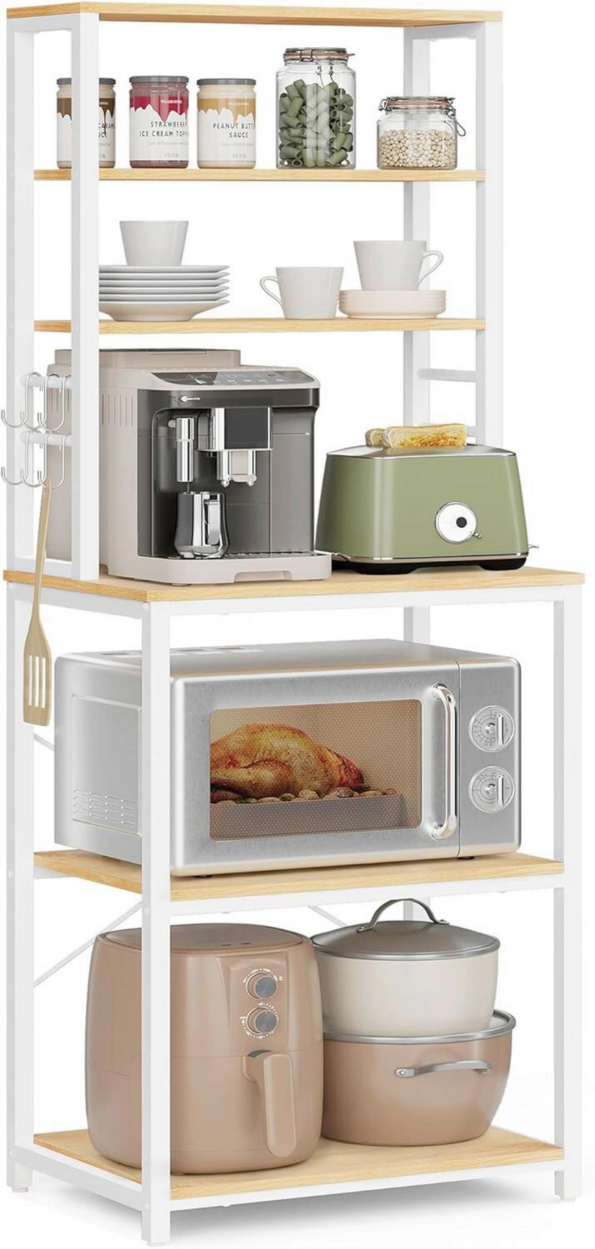 Regal Kitchen Shelf - Eichefarben/Weiß, MODERN, Holzwerkstoff/Metall (60/167/40cm) - MID.YOU