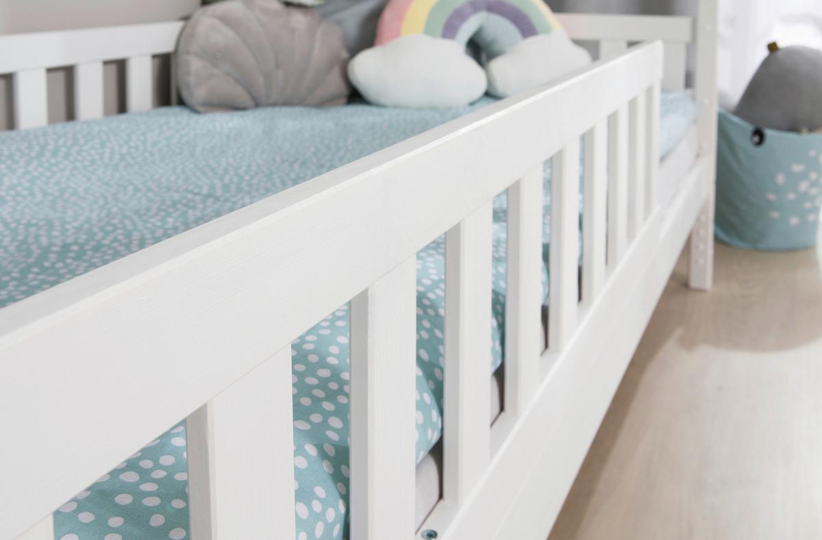 Hausbett Lou Bettschublade Weiß B: 90 Cm - Weiß/Naturfarben, MODERN, Holz/Textil (90/200cm) - MID.YOU