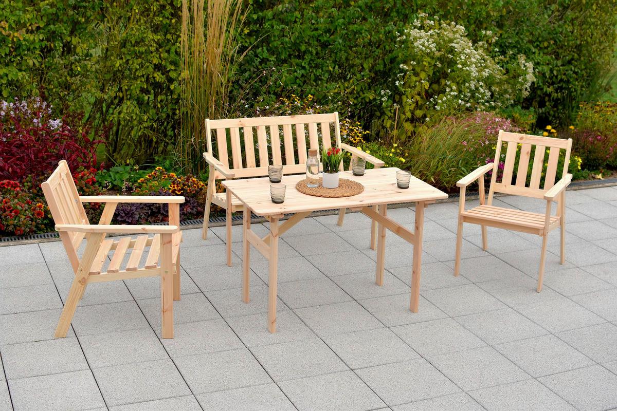 Gartenmöbel Set 4-Tlg Sylt Kiefer Echtholz - Naturfarben, MODERN, Holz - Gardenson