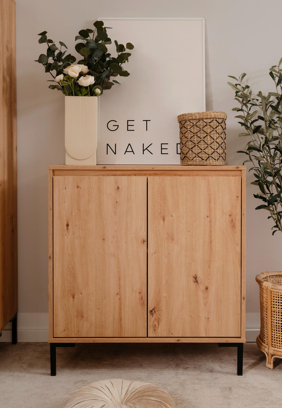 Kommode 81cm Korsika Eiche Artisan Dekor - Schwarz/Eiche Artisan, Design, Holzwerkstoff (81/87/40cm) - MID.YOU