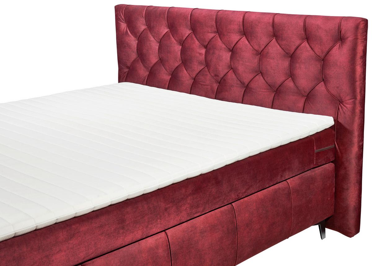 Boxspring postel Pembroke, 180x200, vínová - bordeaux/černá, Basics, kompozitní dřevo/textil (180/200cm) - MID.YOU
