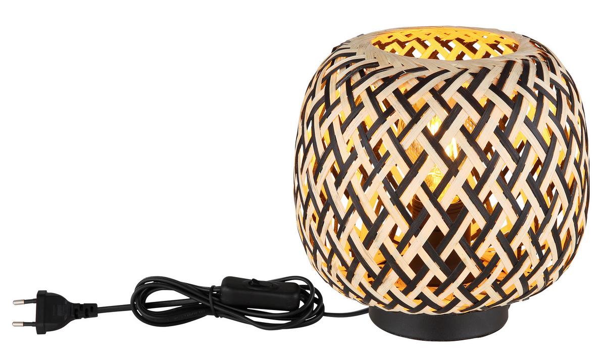 Tischleuchte 15766t Colly - Schwarz/Naturfarben, Natur, Naturmaterialien/Kunststoff (20/19,5cm) - Globo