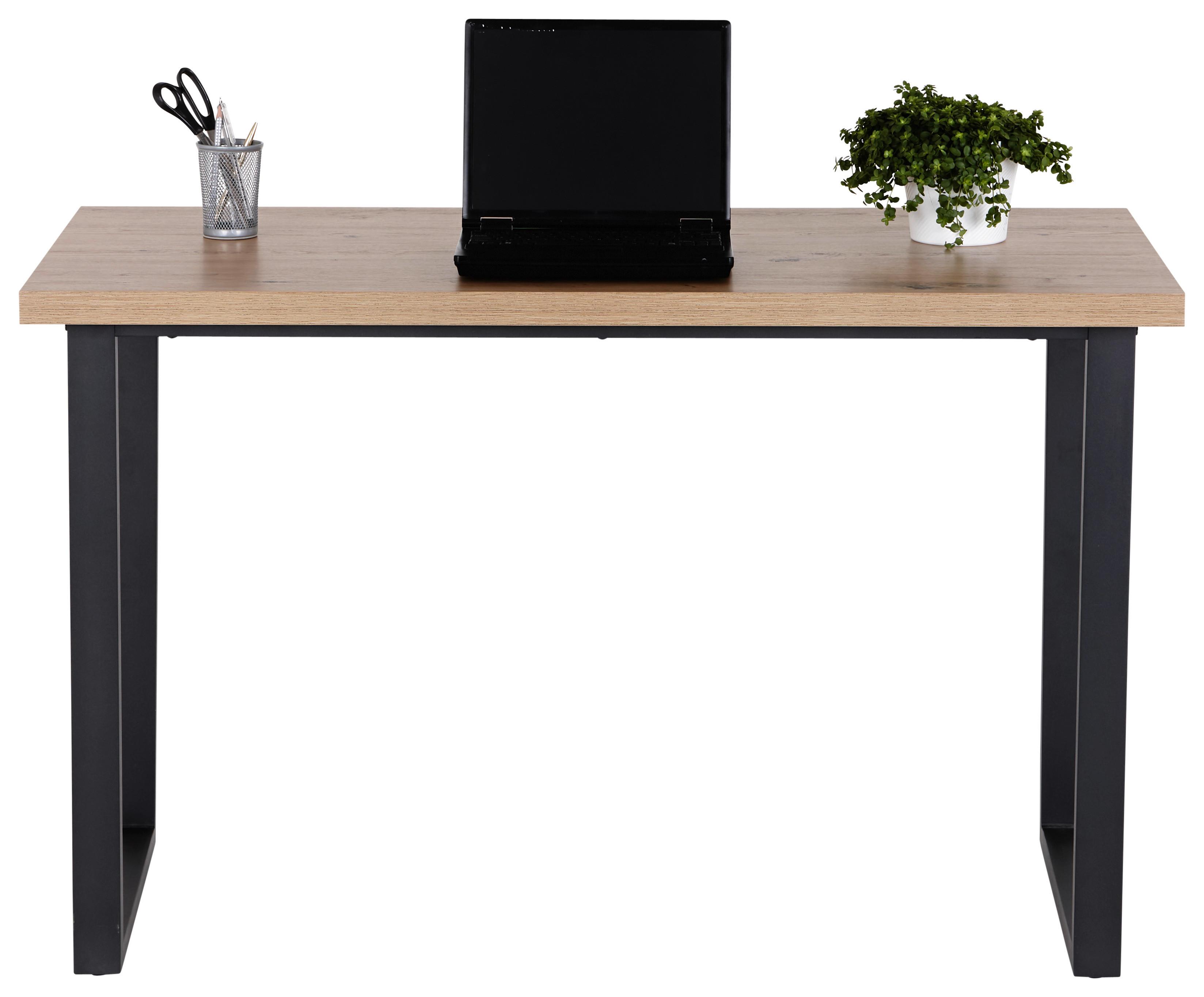 Schreibtisch B 120cm H 60cm Michaela Eichefarben/Schwarz - Eichefarben/Schwarz, MODERN, Holzwerkstoff/Metall (120/60/75cm) - MID.YOU