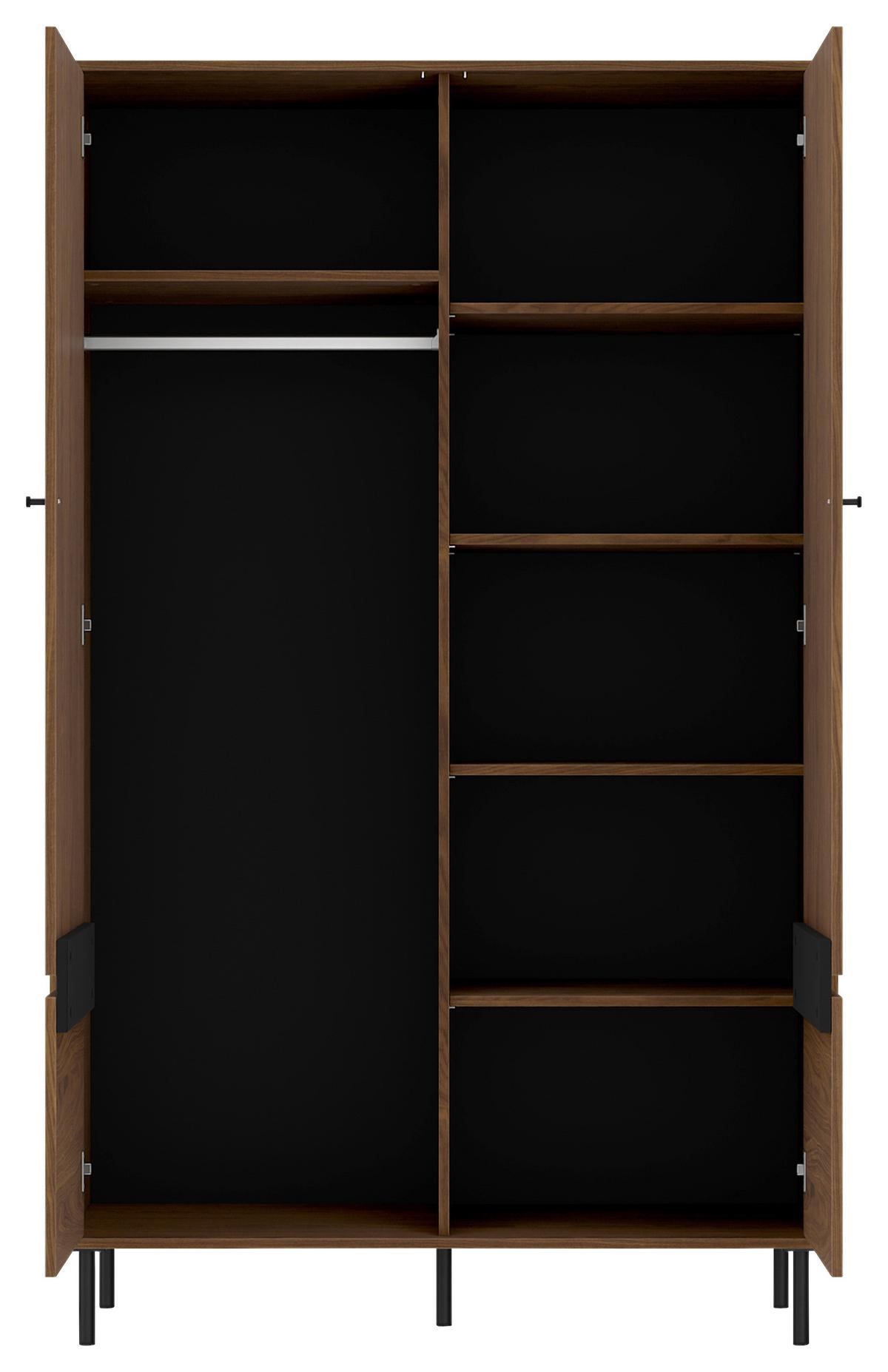 Schrank Revillo Schwarz/Nussbaumfarben B:120cm - Nussbaumfarben/Schwarz, Basics, Holzwerkstoff (120/195/55cm)