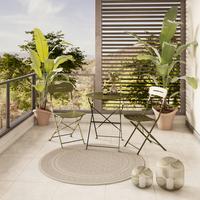 Balkonset Paris 3-Tlg. Stahl in Grün - Grün, MODERN, Metall - Beldano