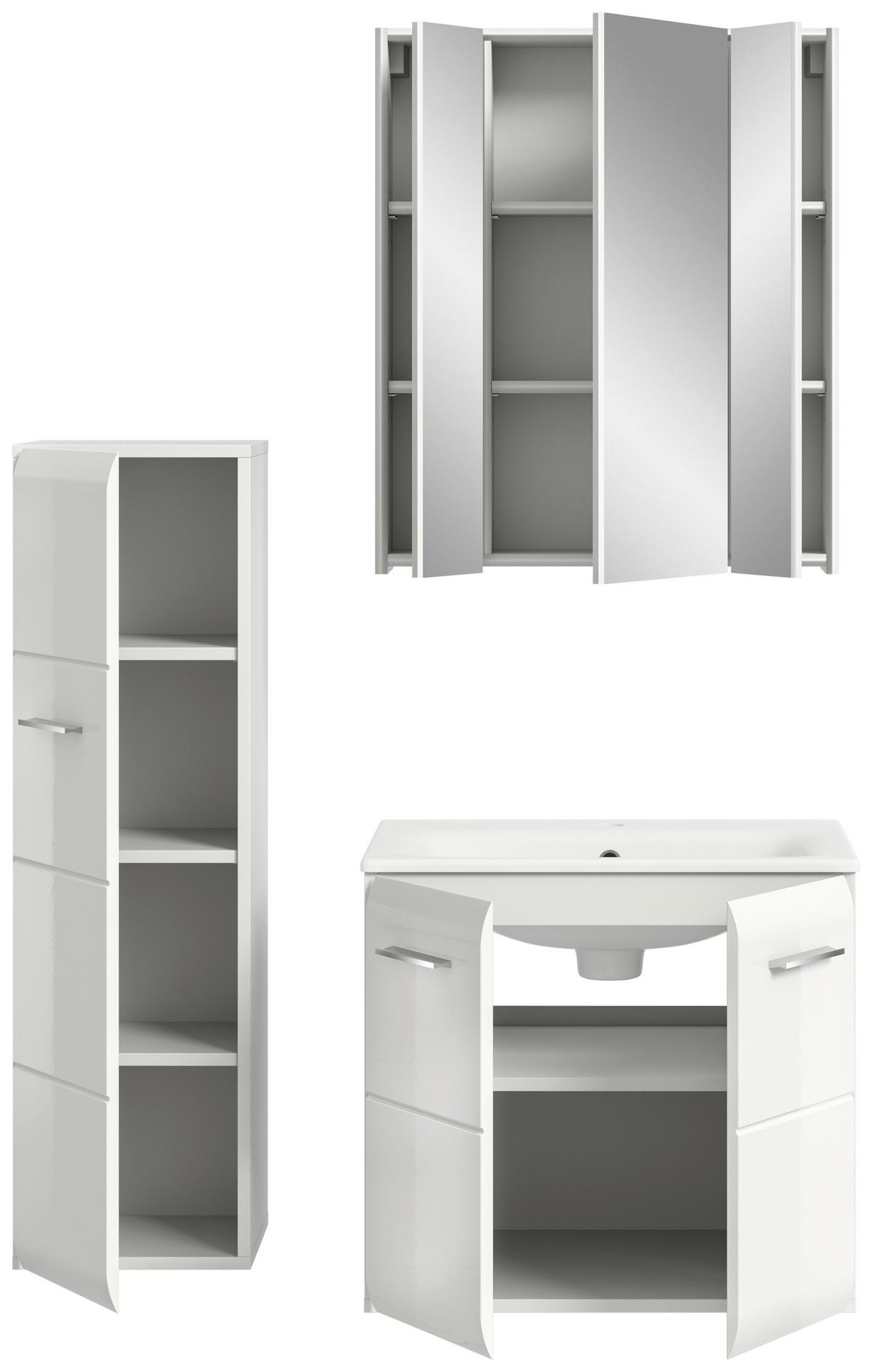 Badezimmer Ice Weiß Hg B: 90 Cm - Weiß Hochglanz/Schwarz, MODERN, Keramik/Holzwerkstoff (90/165/30cm) - MID.YOU