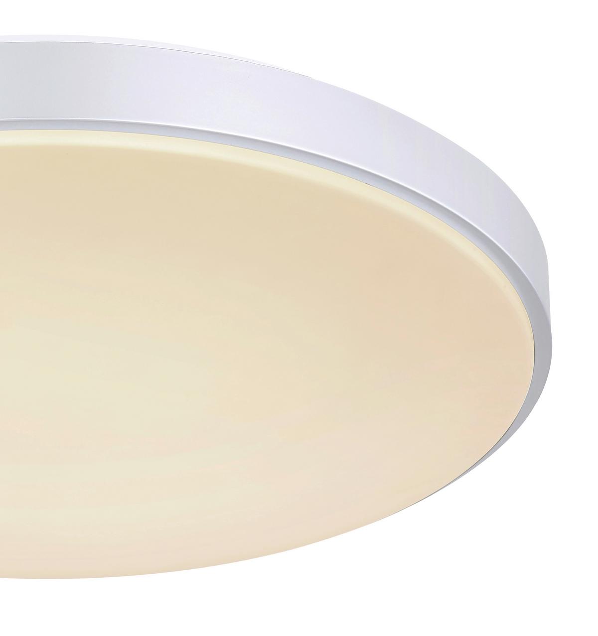 LED-Deckenleuchte Ø 41 cm mit Farbtemperaturwechsler - Silberfarben/Opal, Basics, Kunststoff/Metall (41/6cm) - Globo