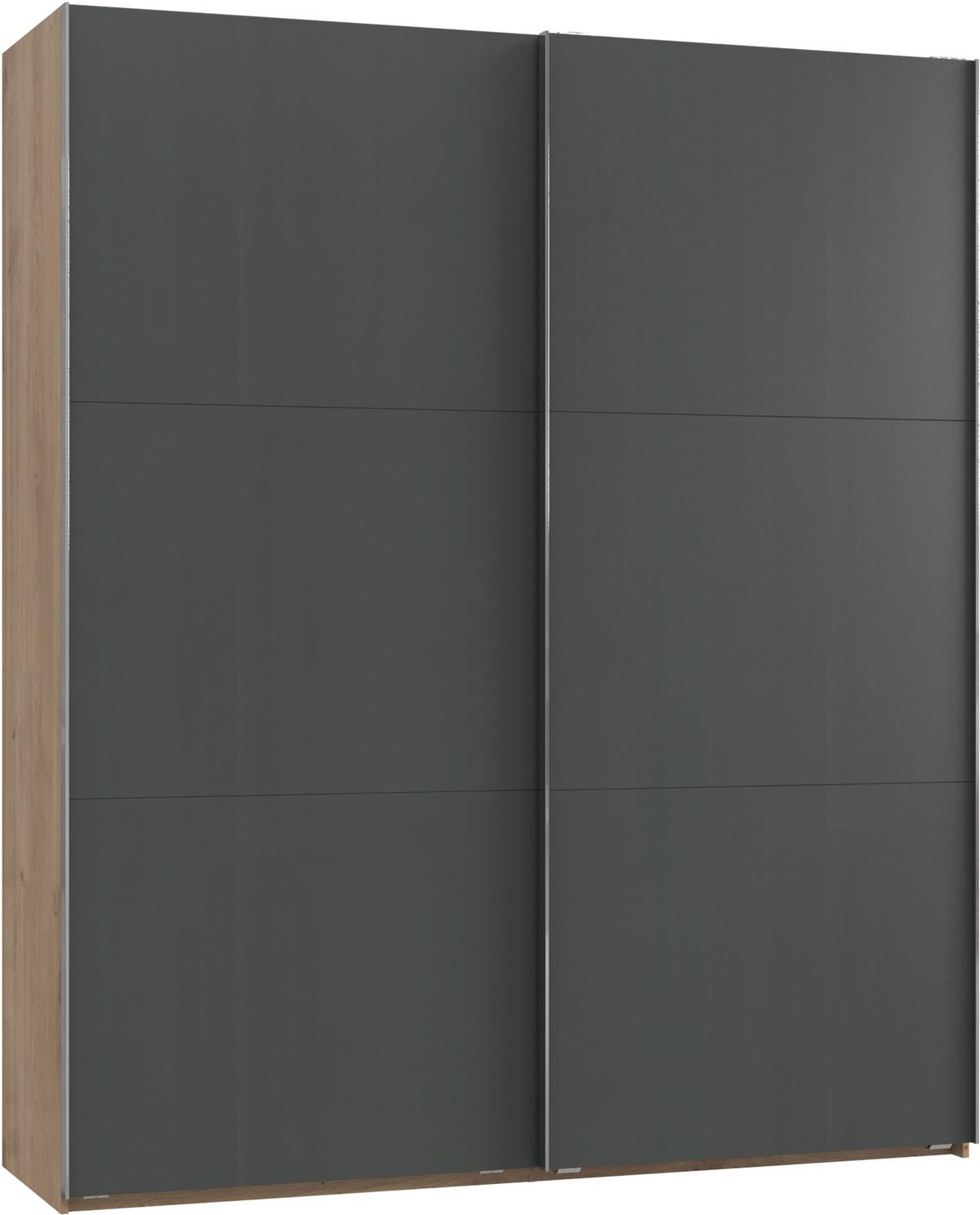 Schwebetürenschrank 200cm Level, Eiche Dekor/graphit - Eichefarben/Graphitfarben, MODERN, Holzwerkstoff (200/236/65cm) - MID.YOU