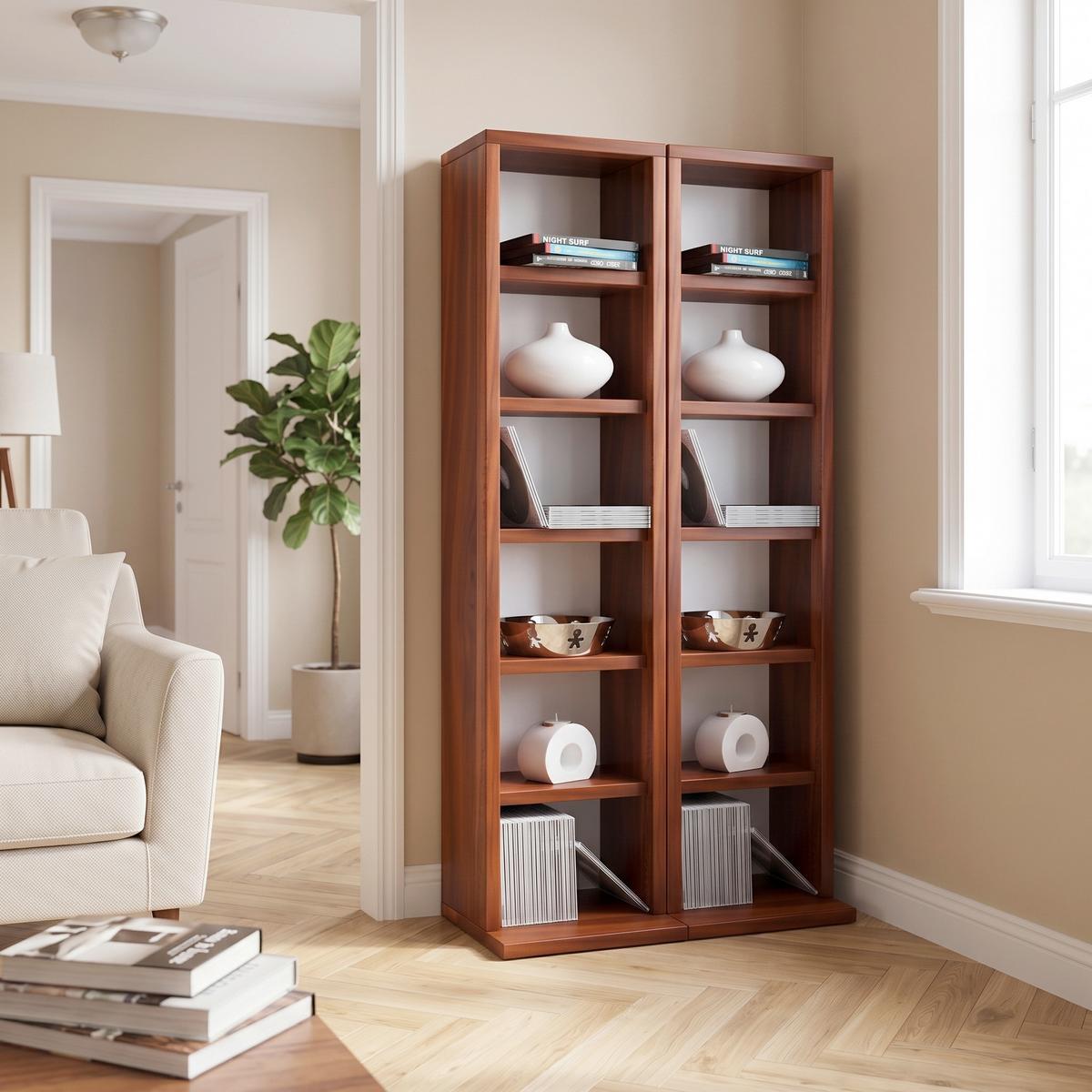 CD Regál Milano š: 42 cm orech - farba orecha, Konventionell, kompozitné drevo (42/92/20cm) - MID.YOU