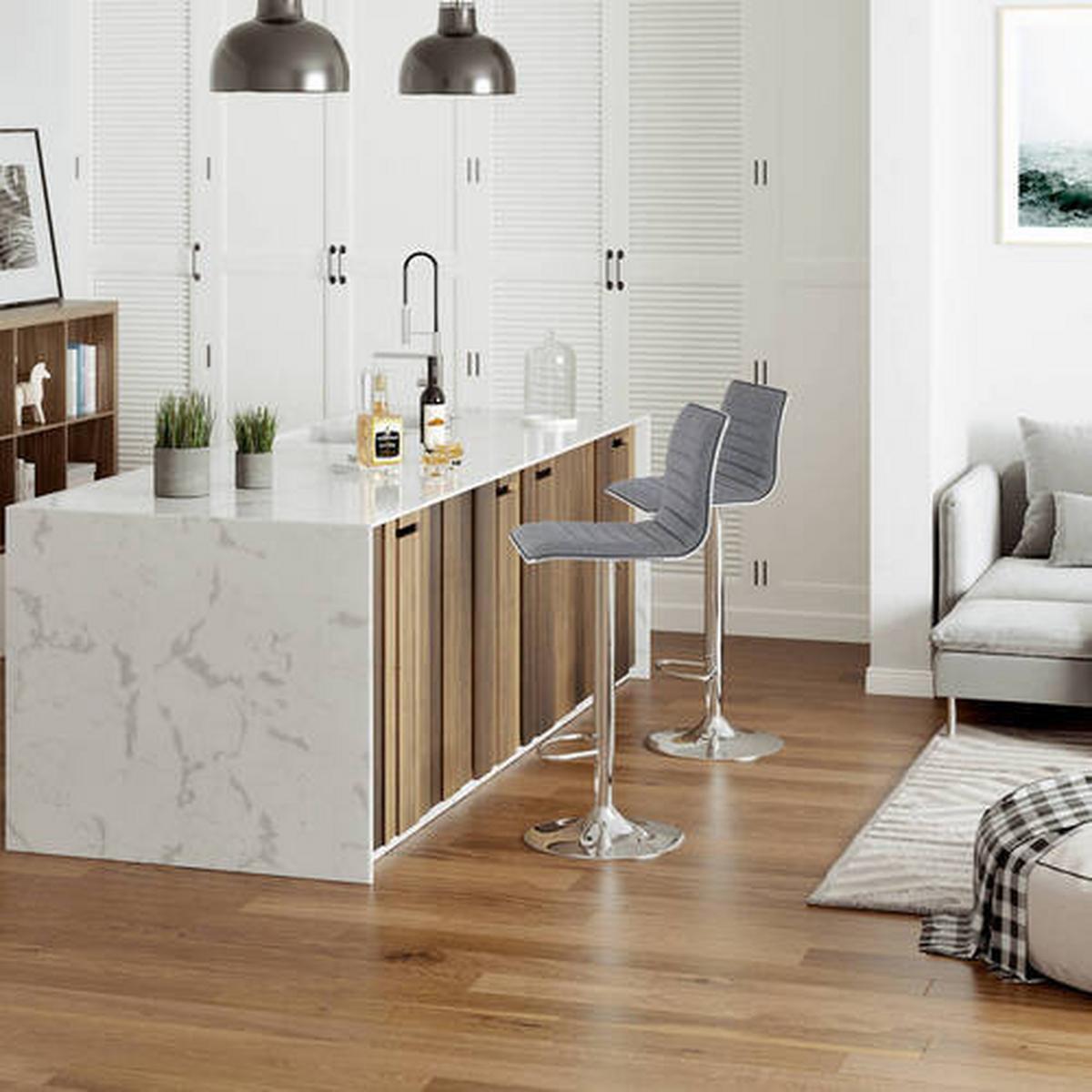 Barhocker-Set 2-Teilig Songmics, Hellgrau - Edelstahlfarben/Hellgrau, Trend, Textil/Metall (44/94-114/39,5cm) - Boxxx