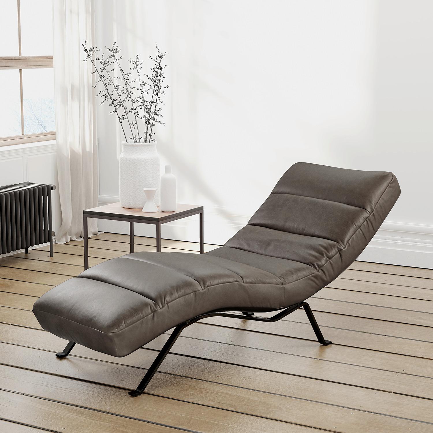 Relaxliege Swing Black Fango B: 65 cm - Fango/Schwarz, Design, Leder (65/65-95/171cm) - Livetastic