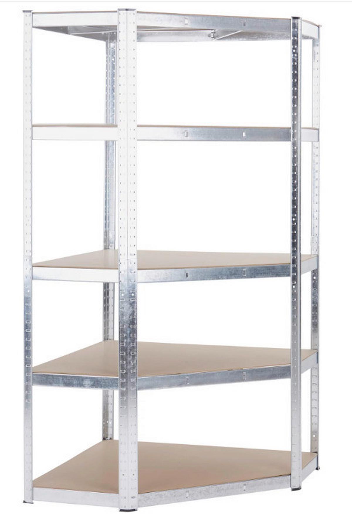 Schwerlastregal Noah -Eck - Silberfarben, Trend, Holzwerkstoff/Metall (90/40/180cm) - Homezone